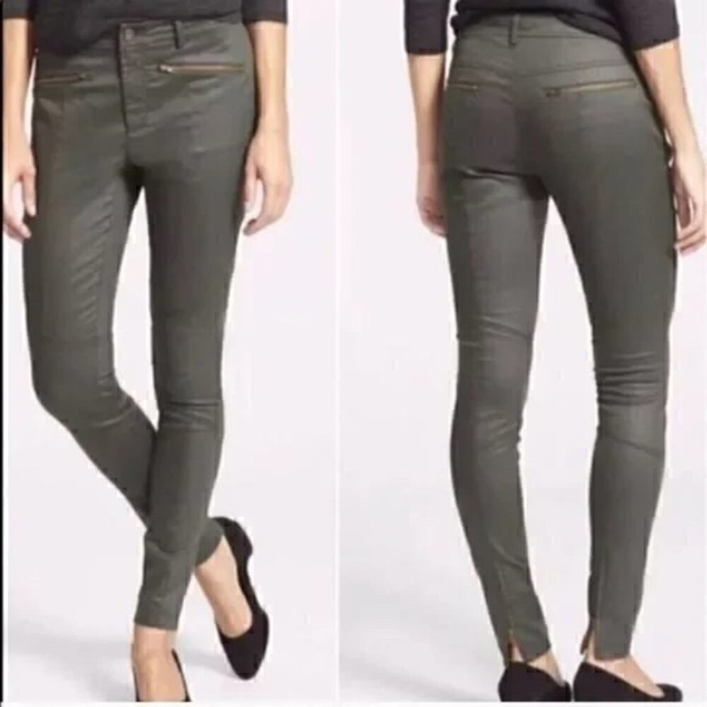 Eileen Fisher Army Green Moto Jeans Size 14